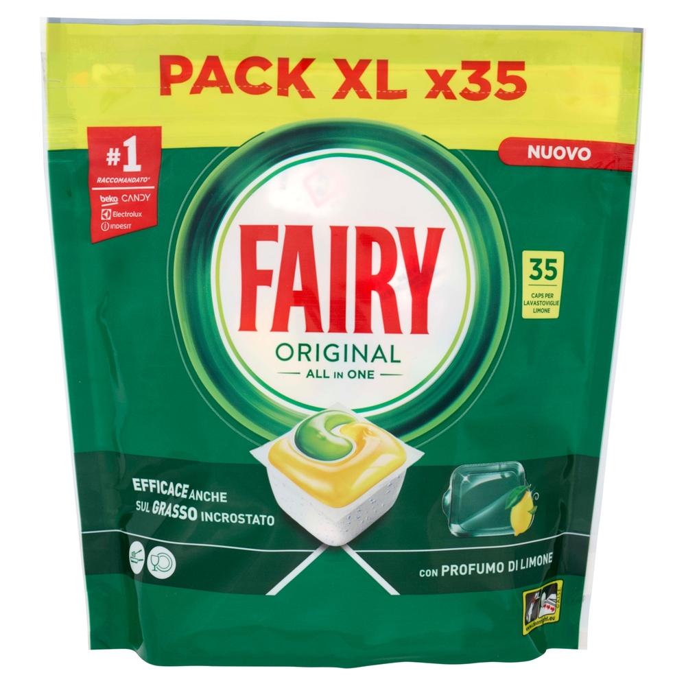 Fairy Pastiglie Lavastoviglie Original All in One, Detersivo Piatti Limone, 35 Capsule 473 g